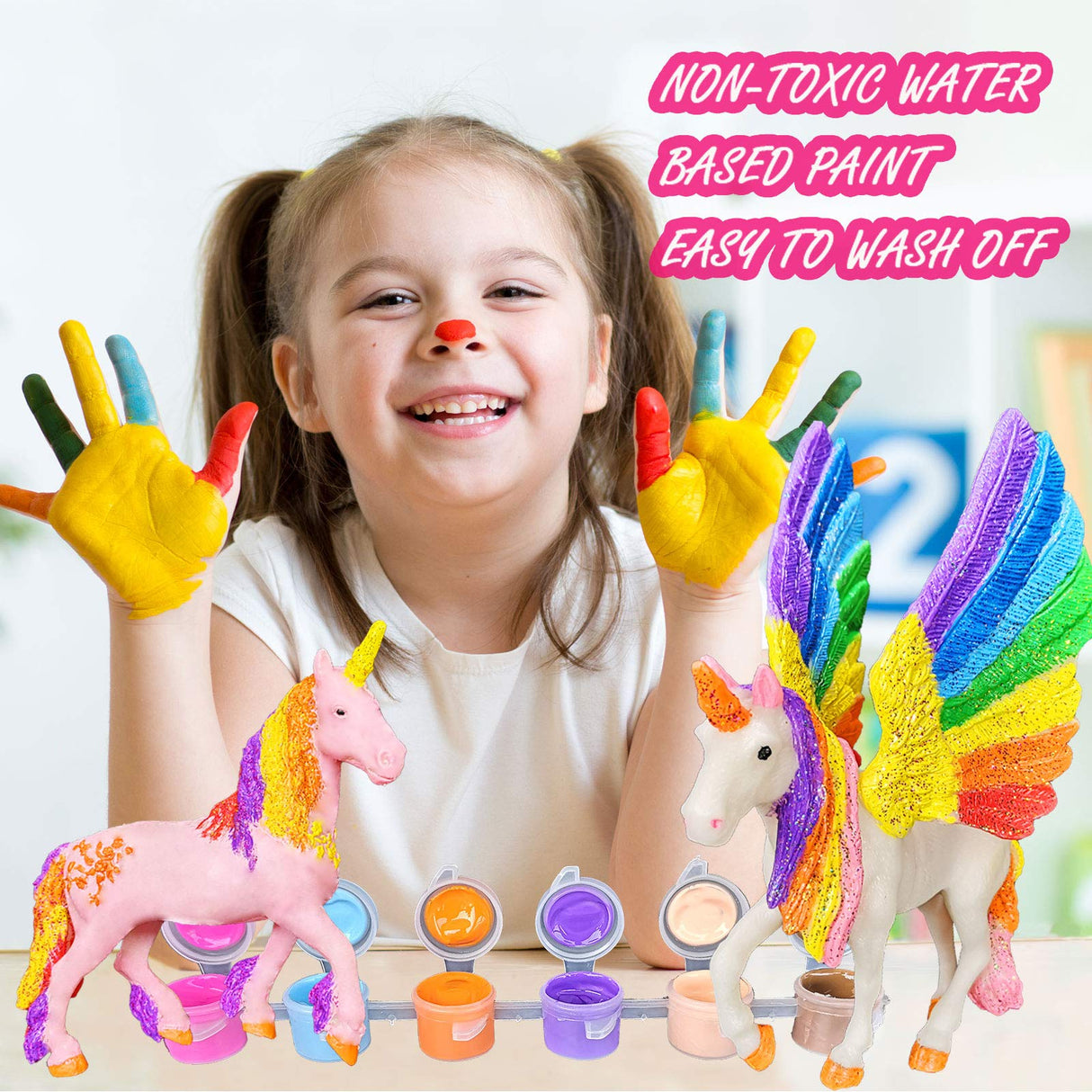 Yileqi Unicorn Painting Kit - Paint Craft for Girls, Arts and Crafts for Kids Age 4-9 - DIY Unicorn Party Favors and Activities Yileqi