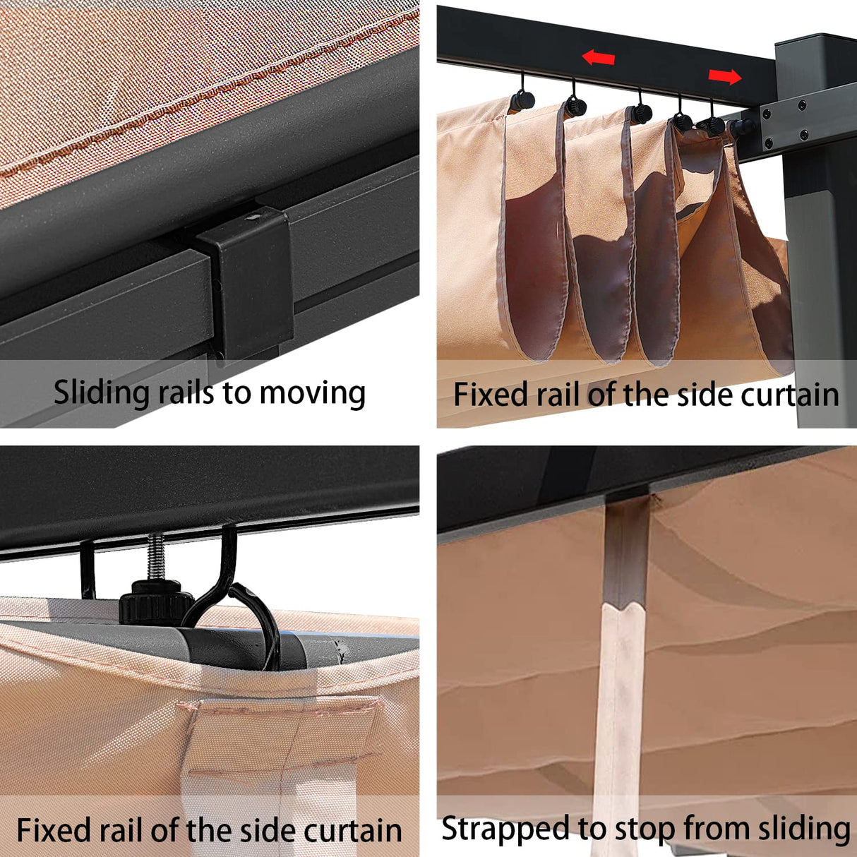 Aoodor 10 x 13 ft Outdoor Pergola with Retractable Canopy, Aluminum Frame, 4 Pieces Patio Sun Shade Shelter for Backyard, Deck - Brown Aoodor