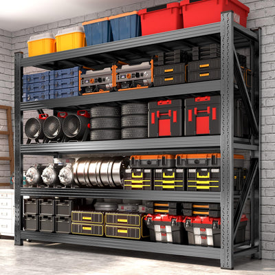 8000LBS Garage Shelving Heavy Duty, 5-Tier 71" H Storage Garage Shelves, Industrial Adjustable Metal Shelving Units for Garages, Warehouses, Kitchen, Black, 59" W x 24" D x 71" H