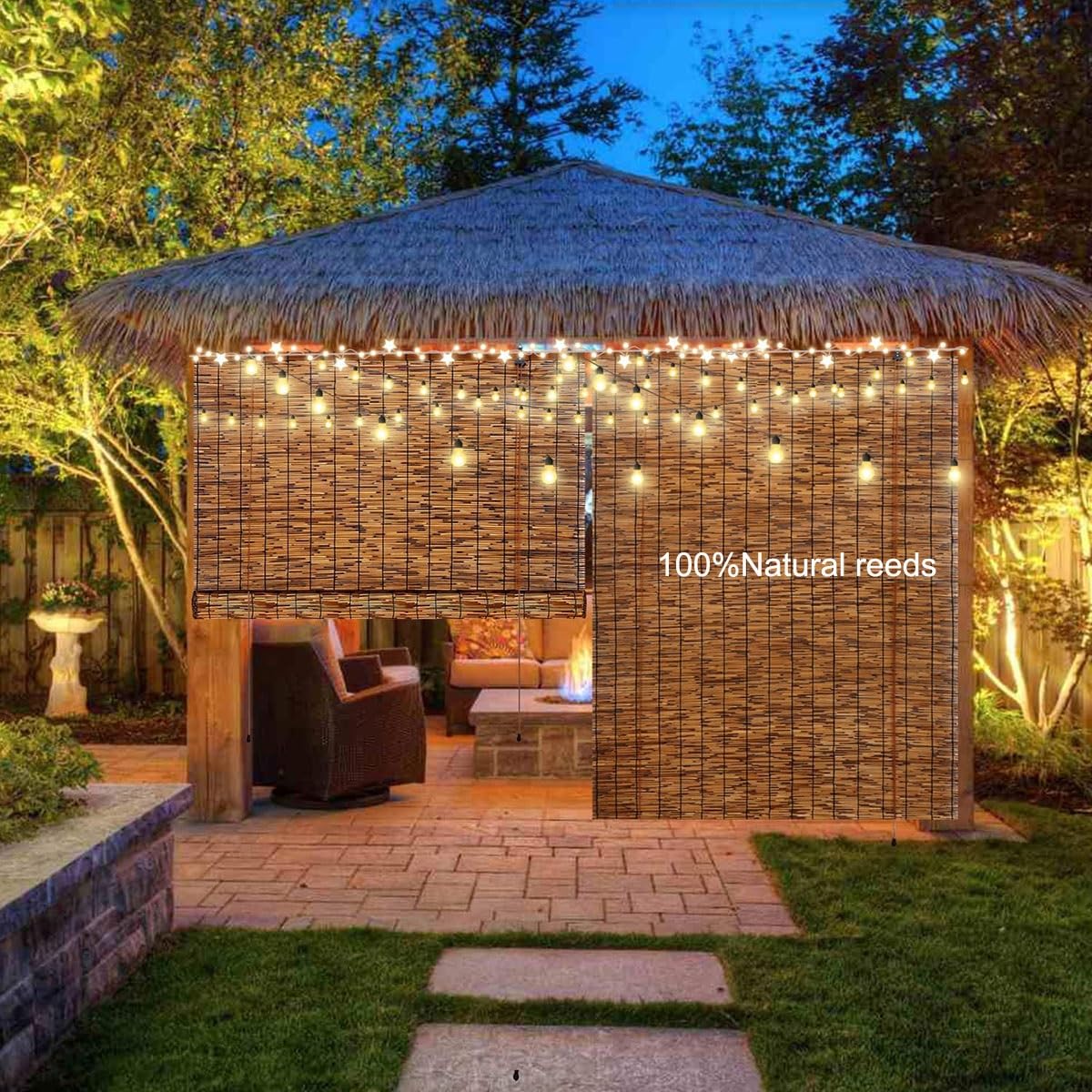 Roll Up Bamboo Shade for Windows, Blackout Bamboo Roller Blind with Lift, Cordless Roman Window Curtains for Hotel Privacy Protection, 24" 28" 30" 32" 36" 40" 42" 46" 48" 51" 53" 54" 60" 72" Wide (Co ZXBMYLV