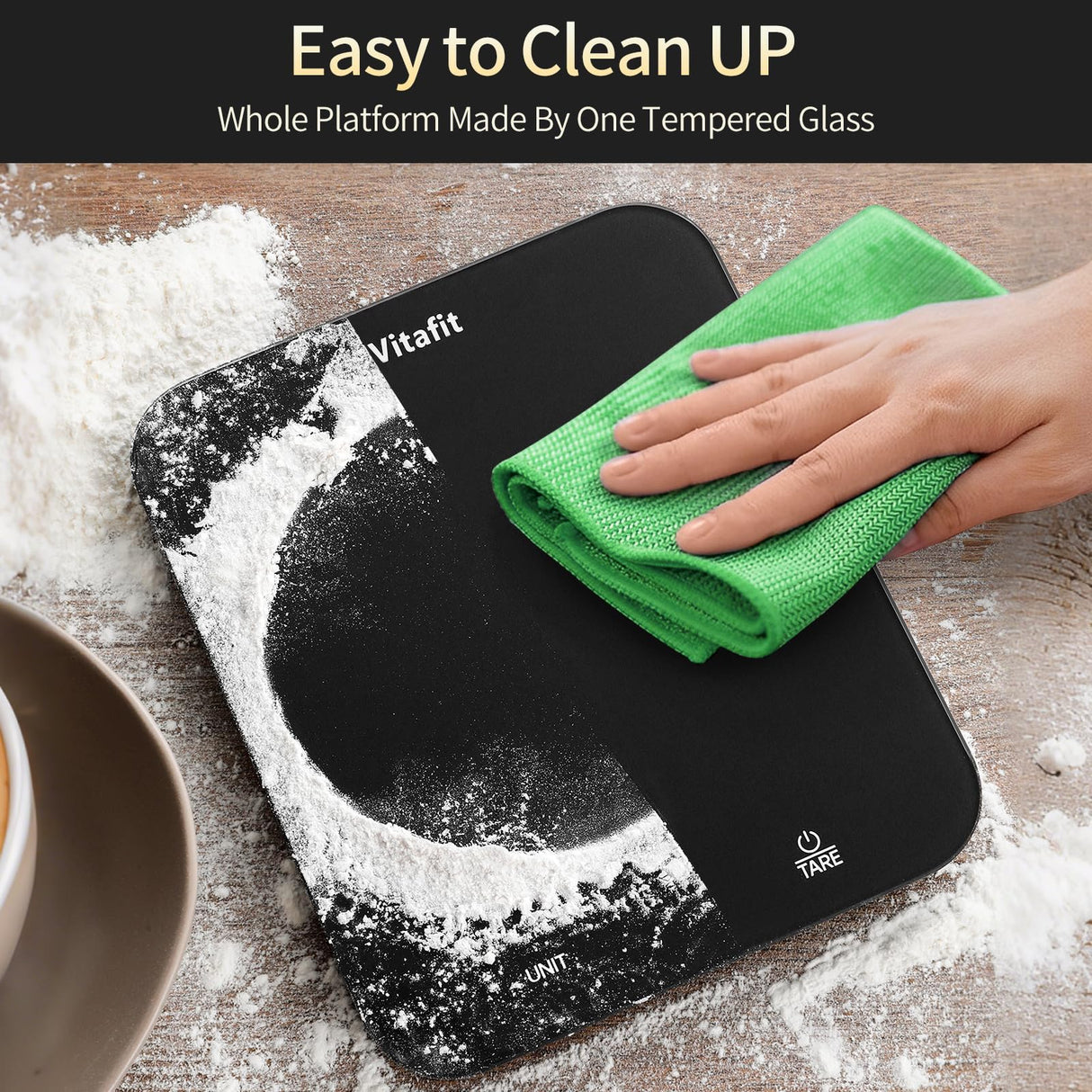 Vitafit 33lb/15kg Digital Food Scale in High Precision 0.1oz/1g, Our Own Kitchen Scale Professional Factory Since 2001, Kitchen Essentials for Cooking & Baking, LED, 3*AAA Battery, Spray Silver Black Vitafit