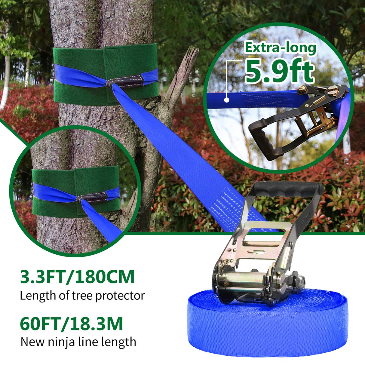 Ninja Obstacle Course for Kids Backyard - 10 Durable Obstacles and 60' Slackline - Outdoor Warrior Obstacle Playset Equipment with Gymnastic Ring, Rope Ladder, Ninja Wheel, Climbing Rope Swing Dripex