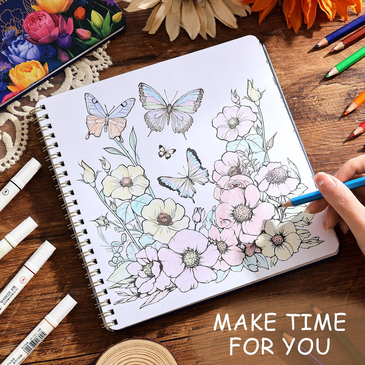 Women's Coloring Book 30 Pages Butterfly & Flower Patten Coloring Books for Adults to Relax and Relieve Anxiety, Gift for Mother's Day, Birthdays, Christmas, Anniversaries VYRANA