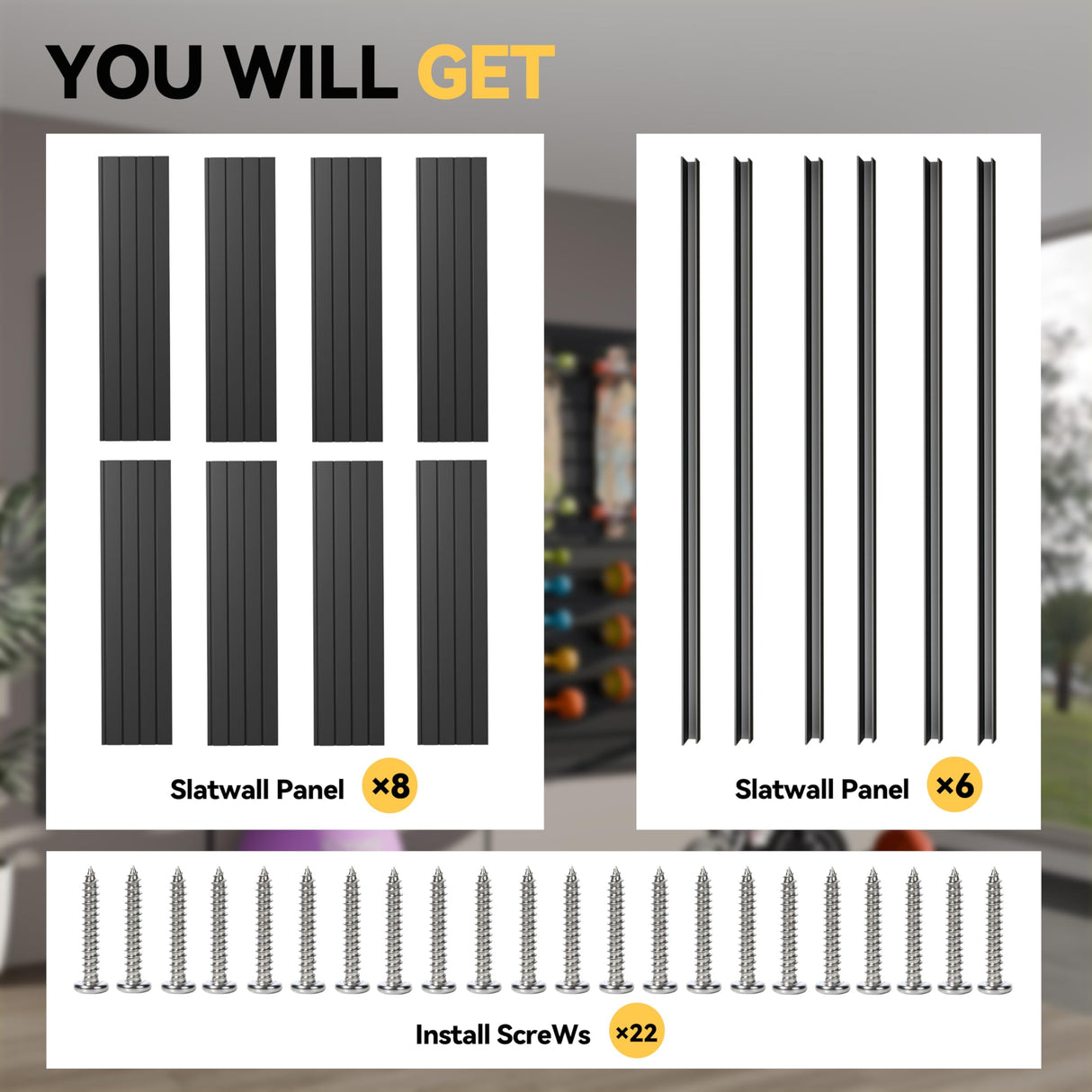 RORA Slat Wall Paneling Garage Slat Wall Storage Systems 4x8 ft Slatwall Black Heavy Duty Satwall for Tool Organization ,Pvc SlatWall Panels,Fits for Storage and Display RORA