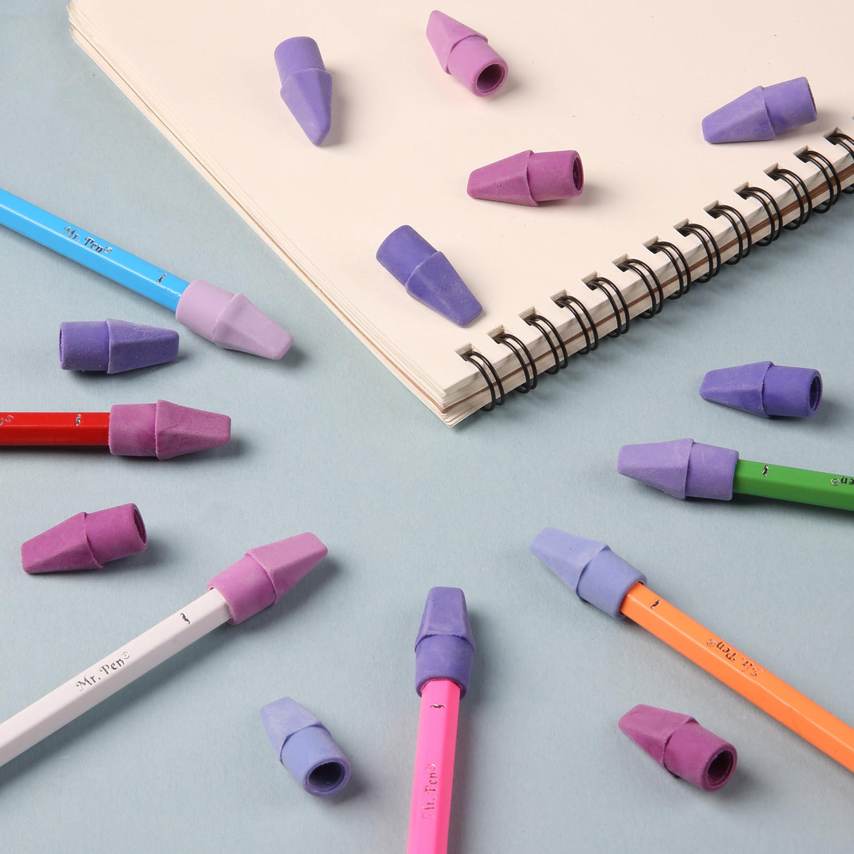 Mr. Pen- Pencil Top Erasers, 120 Pack, 6 Different Purple Shade Colors, Latex-Free & No Smudge Pencil Eraser Tops, Back to School Supplies Mr. Pen