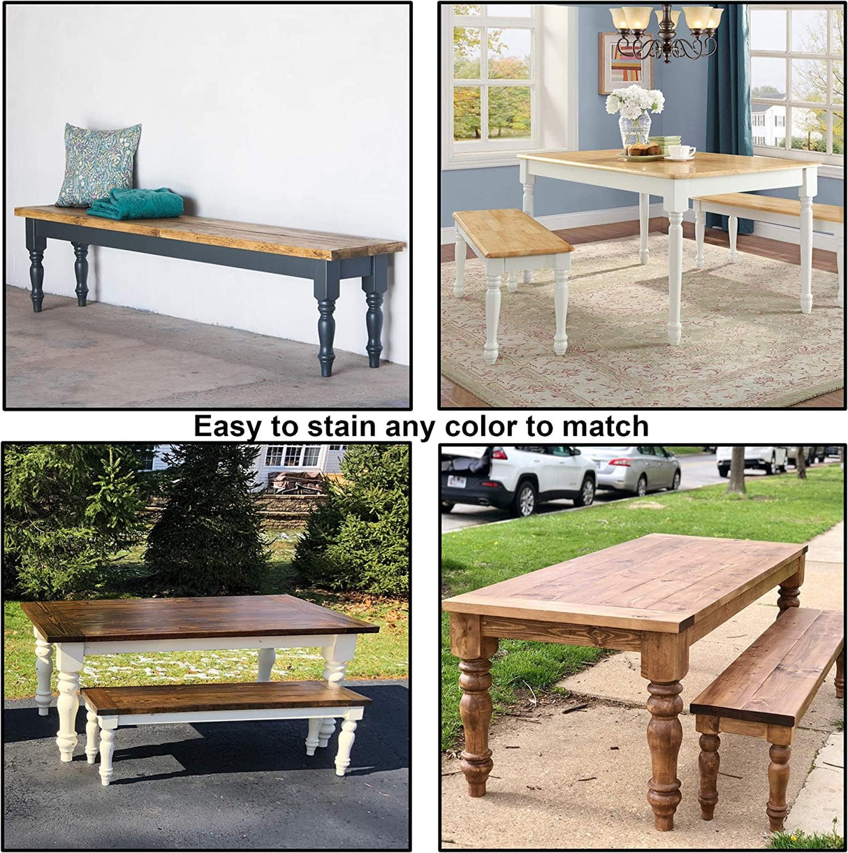 decorluxes Unfinished Farmhouse Table Legs Dining Table 3.7" X 29" Set of 4 DIY Coffee Table Rustic Turned Style Leg | Easy to Paint Any Color You Want (29 inch) decorluxes