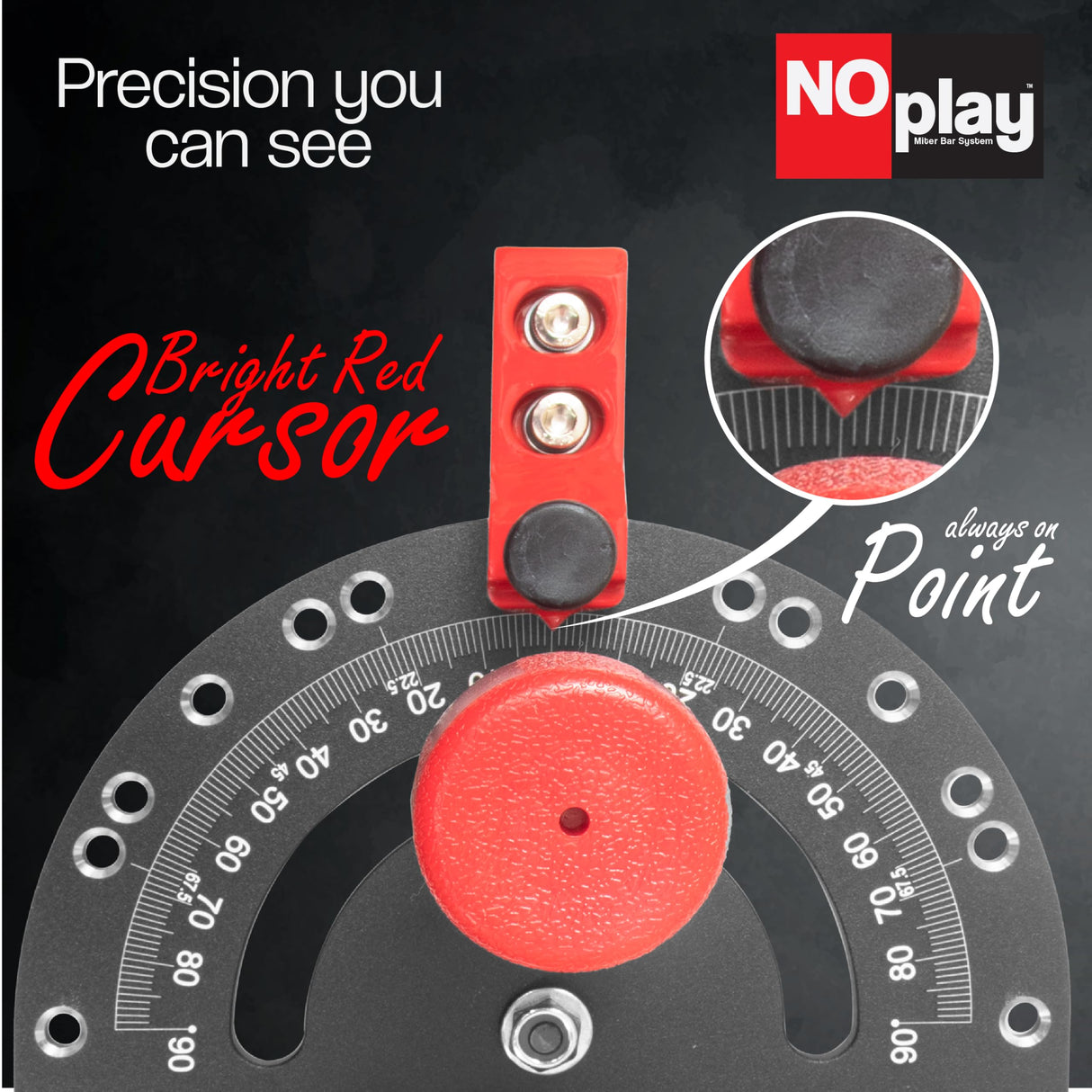 Fulton Miter Gauge 2000 SE HDF NoPlay Expandable Glides Steel Miter Bar for 3/4 x 3/8 Inches, Miter Slot UHMW Slick Base Pad, Protractor Style Head 13 Positive Stops, Aluminum Dual 45 Degree Fulton