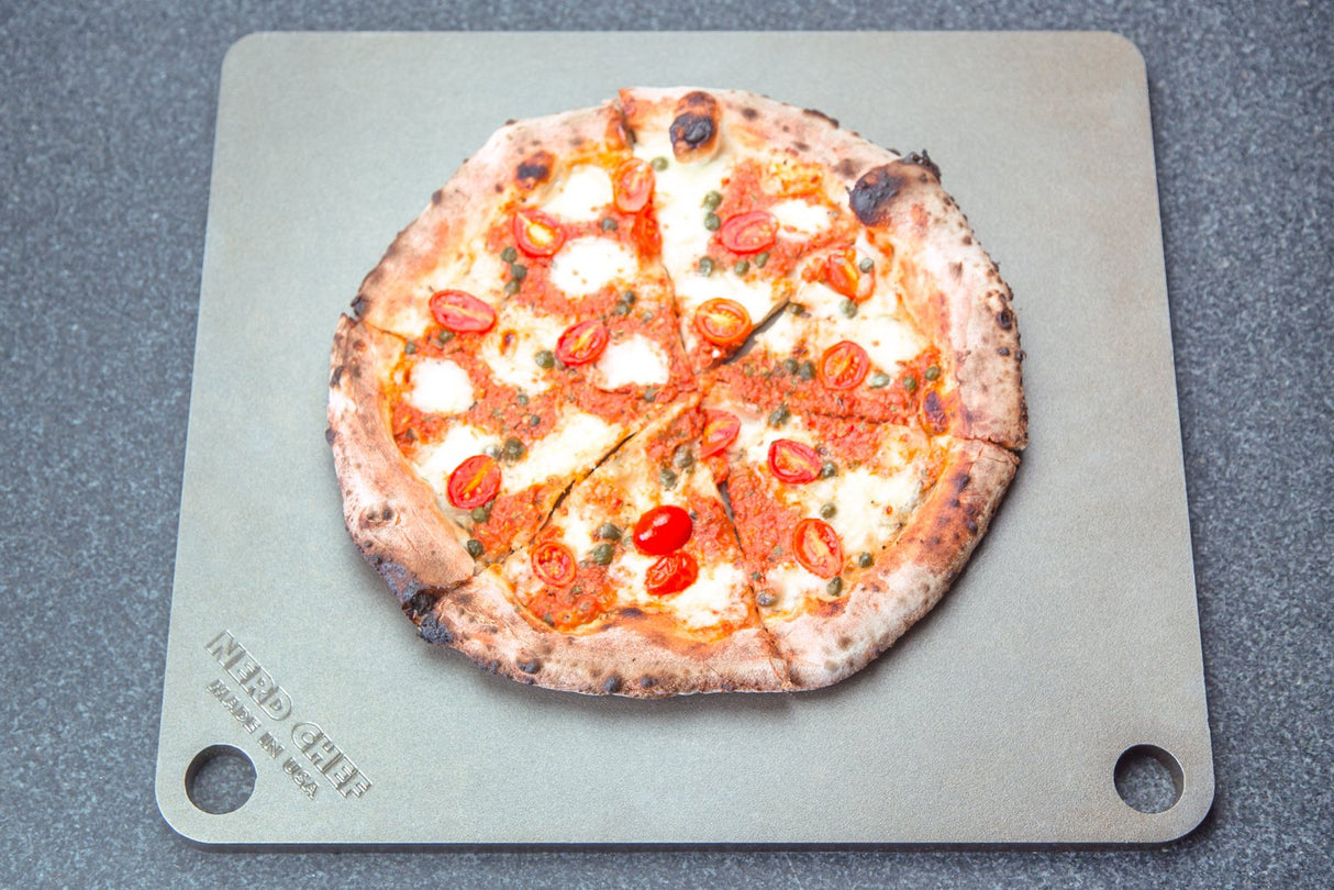 NerdChef Steel Stone - High Performance Pizza Baking | Made in USA (14.5" x 16") - (.375" Thick - Pro) Nerd Chef