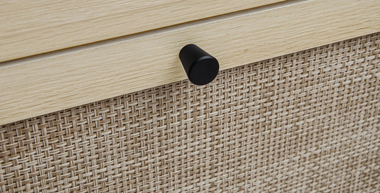 ZeHuoGe Natural Rattan Cabinet with 3 Flip Drawers, Free Standing Modern 3-Tier Shoe Storage Rack for Heels, Slippers, Entrance Hallway Entryway (3 Drawers) ZeHuoGe