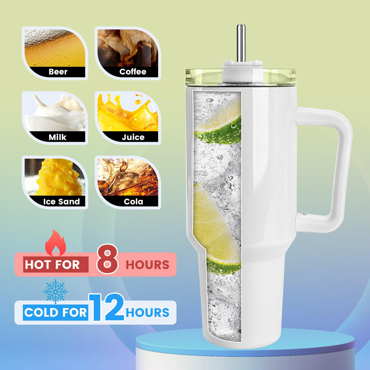 Joyclub 4 Pack 40 OZ Sublimation Tumblers with Handle Blank Insulated Large Tumbler Bulk, Coffee Travel Cups Stainless Steel Travel Mug for Diy Craft Heat Press Print Joyclub