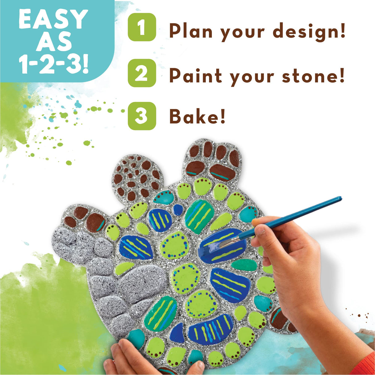 MindWare Turtle Stepping Stone Kit: Paint Your Own Stepping Stones for Kids Craft Kit Includes Paint, Brushes and Instructions MindWare