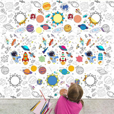 XEFINAL Giant Coloring Poster for Kids - 47x70 Inch Large Coloring Table Cloth,Versatile Drawing Paper Coloring for Classroom, Home Birthday Supplies Decorations (Space Universe)