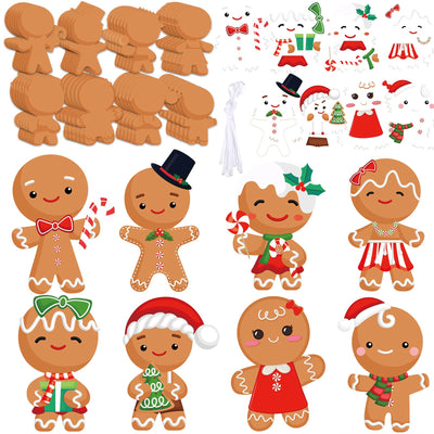 Yinder 48 Pcs Christmas Craft Kit Bulk Christmas DIY Arts and Crafts Tree Ornament Kit Make Your Own Xmas Tree Ornaments Self Adhesive Sticker Sheets for Xmas Decoration(Gingerbread Man)