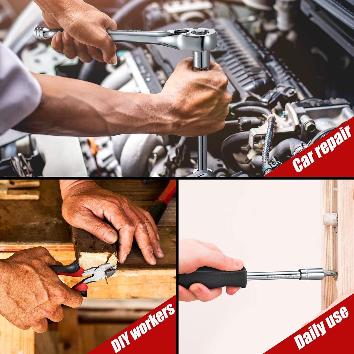 ARUCMIN 438-Piece Mechanics Tool Set with 3-Drawer Heavy Duty Metal Box Repair Tool Kit ARUCMIN