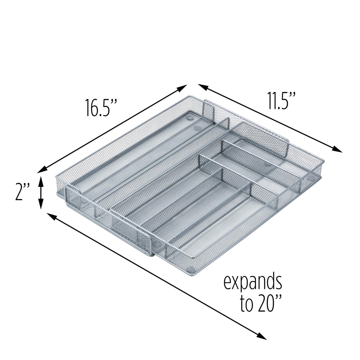 Honey-Can-Do KCH-02163 Steel Mesh 7-Compartment Expandable Utility Drawer Organizer, Silver Honey-Can-Do
