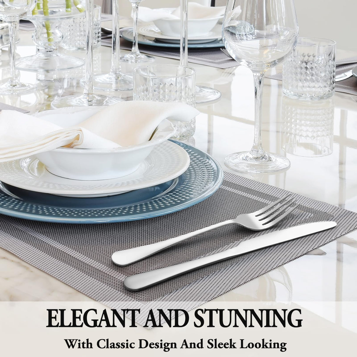 24 Pcs Silverware Set with Steak Knives Service for 4,Stainless Steel Flatware Set,Mirror Polished Cutlery Utensil Set,Home Kitchen Eating Tableware Set,Include Fork Knife Spoon Set,Dishwasher Safe MUTNITT