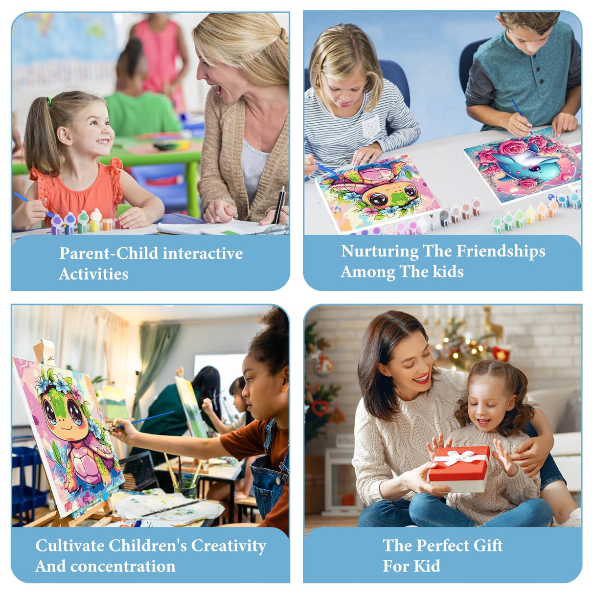 hkejoi Turtle Paint by Numbers Kit for Kids Age 8-12, Turtle Paint by Numbers Framed Flowers Paint by Number with Frame, Framed Paint by Number Kits on Canvas with Box 9.84x9.84 inch hkejoi