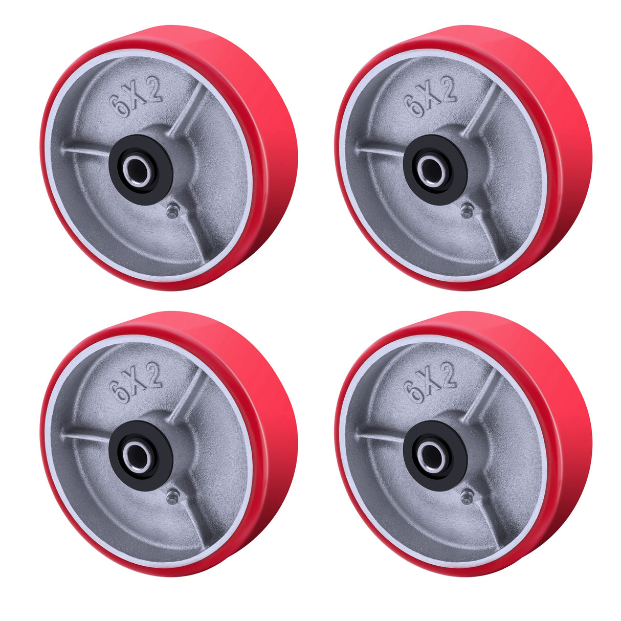 6"X 2" Heavy Duty Casters Wheels - Industrial Caster Wheels Polyurethane Caster Wheel with Strong Load-bearing Capacity 5000 LB, heavy duty casters wheel -set of 4, Widely Used in Tool Box, Trail Jack SY America