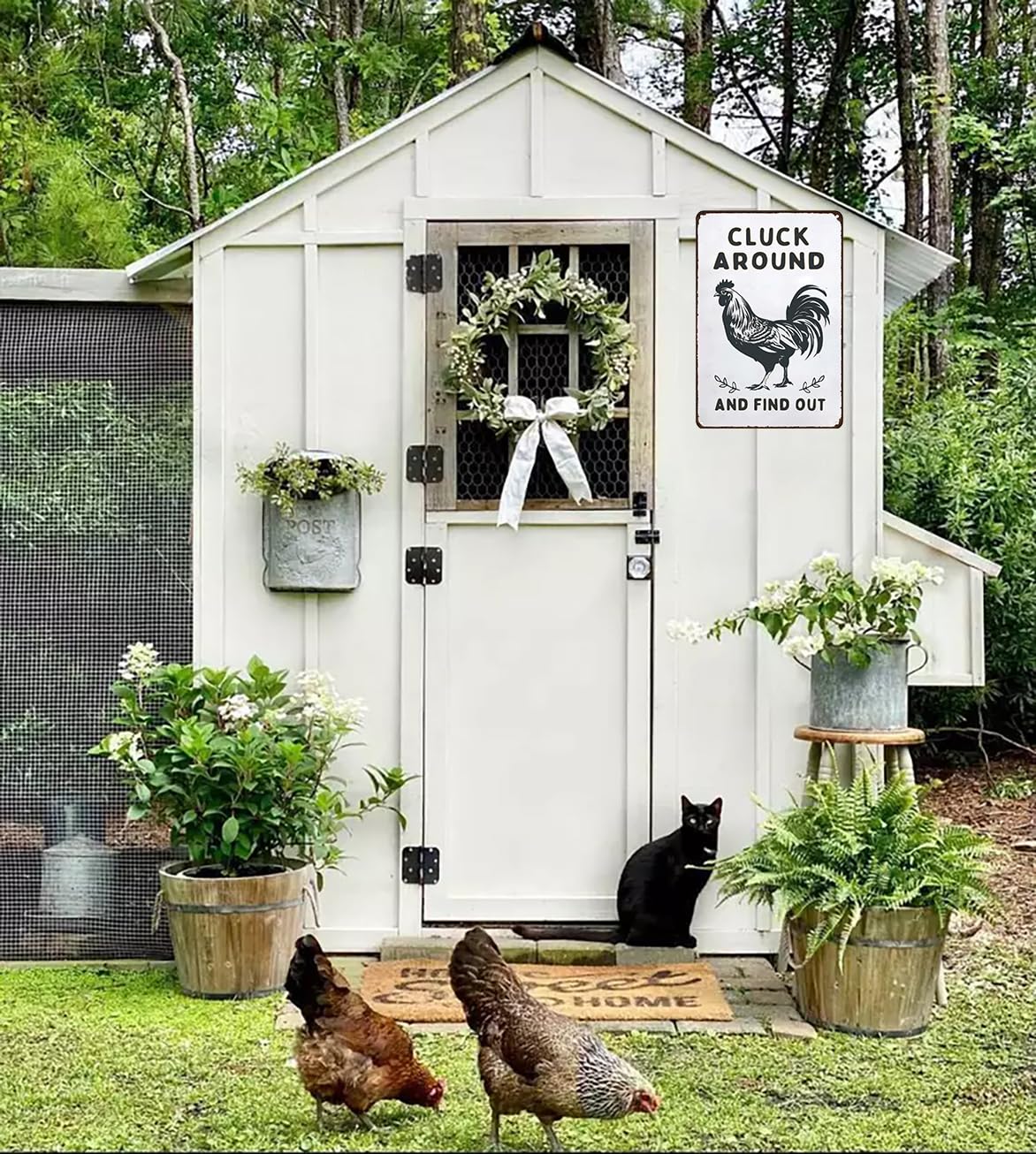 Smilelife Funny Chicken Gifts Chicken Cluck Around and Find Out Tin Sign for Home Farm Chicken Coop Farmhouse Kicthen Garden Decor 8 X 12 Inch (3020) Smilelife