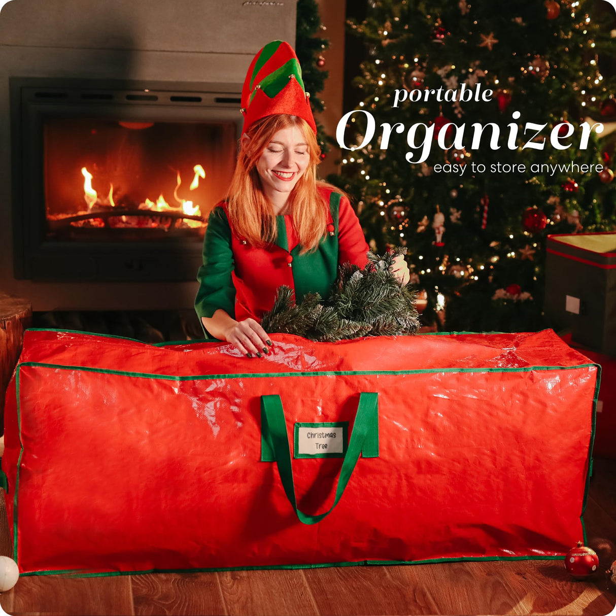 Handy Laundry, Christmas Tree Storage Bag - Stores 9 Foot Artificial Xmas Holiday Tree, Durable Waterproof Material, Zippered Bag, Carry Handles. Protects Against Dust, Insects and Moisture. Handy Laundry