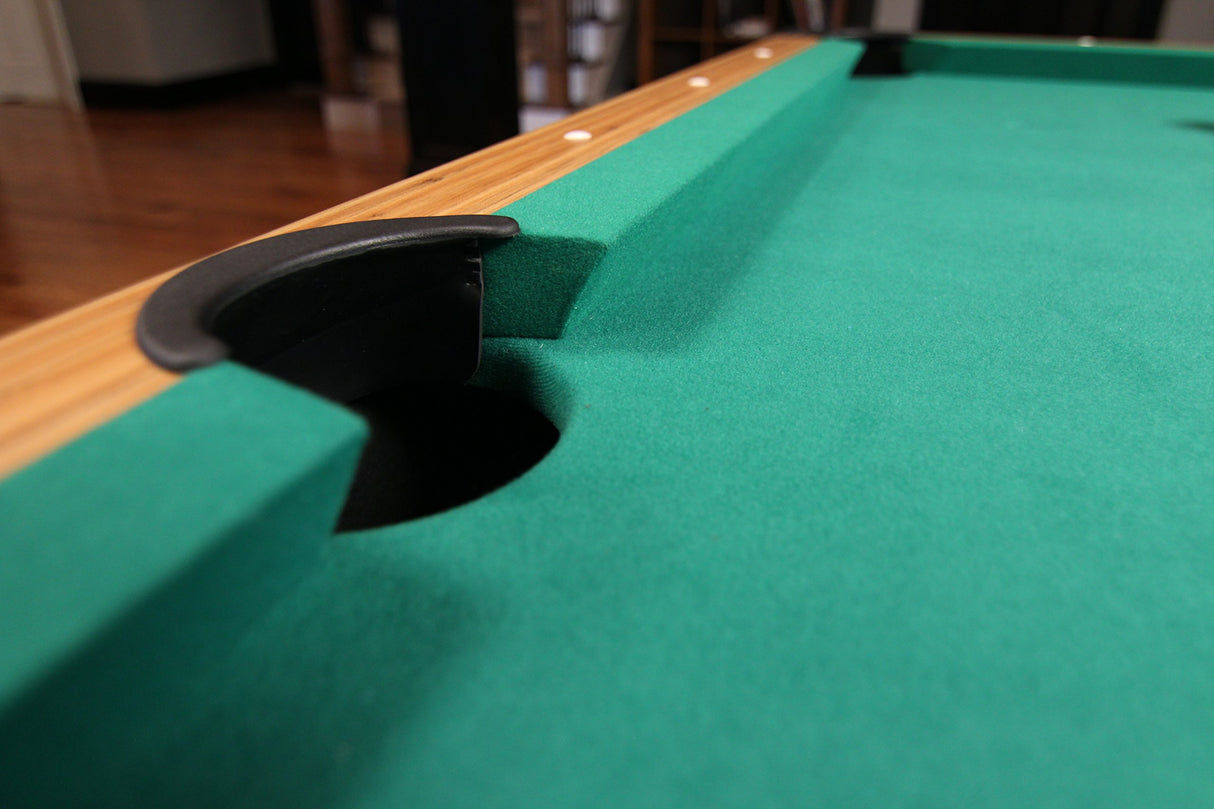 Mizerak Dynasty Space Saver 6.5' Billiard Table with Leg Levelers, Automatic Ball Return, and Classic Green Nylon Cloth Mizerak