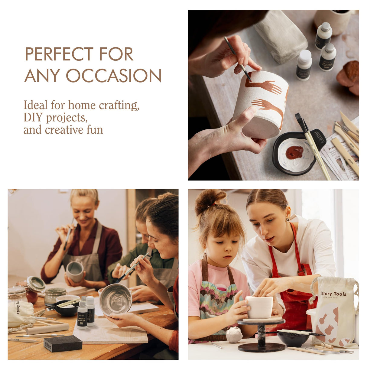 ARTIFY Air Dry Clay Kit for Adults, DIY Pottery Craft Airdry Tool Kit at Home, Art Hobby Clay Sculpting Modeling Making, Date Night Couples Family Beginners Birthday Gifts ARTIFY art supplies