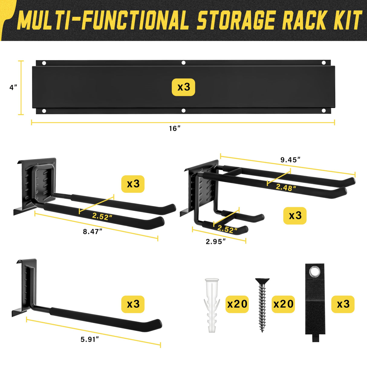 klasit Garage Wall Organizer,15Pack Carries 675 lbs,Garden Tool Organizer 48in With Large Storage Space,Easy Assembly, Sturdy Design,for Efficient Tool Storage Garage Organization klasit