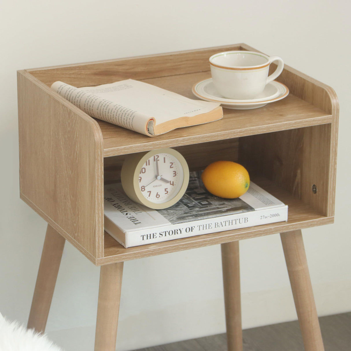 MaxSmeo Nightstand, Mid Century Modern Side Table Bedroom with Storage, Small End Bedside Table with Solid Wood Legs for Living Room, Office Small Spaces (Rustic Walnut) MaxSmeo