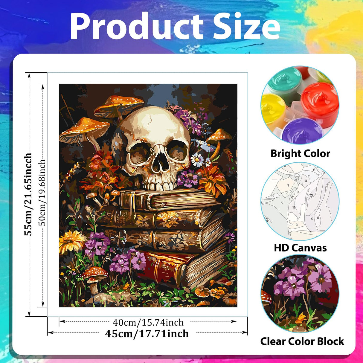 xcemhil Halloween Paint by Numbers Kit for Adults, Book Painting by Numbers, Adult Paint by Number Kits Suitable for Gifts and Interior Decor 16x20 Inch xcemhil
