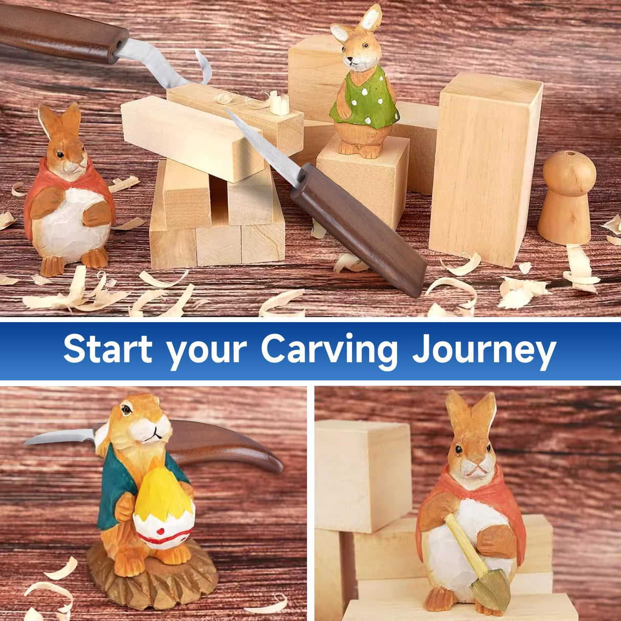 Wood Carving Tools, Hexola Wood Carving Kit 26-In-1 Whittling Kit- Includes Walnut Handle Wood Carving Knife,Whittling Knife, Hook Knife, Cut Resistant Gloves, Wood Carving Kit For Beginners Hexola