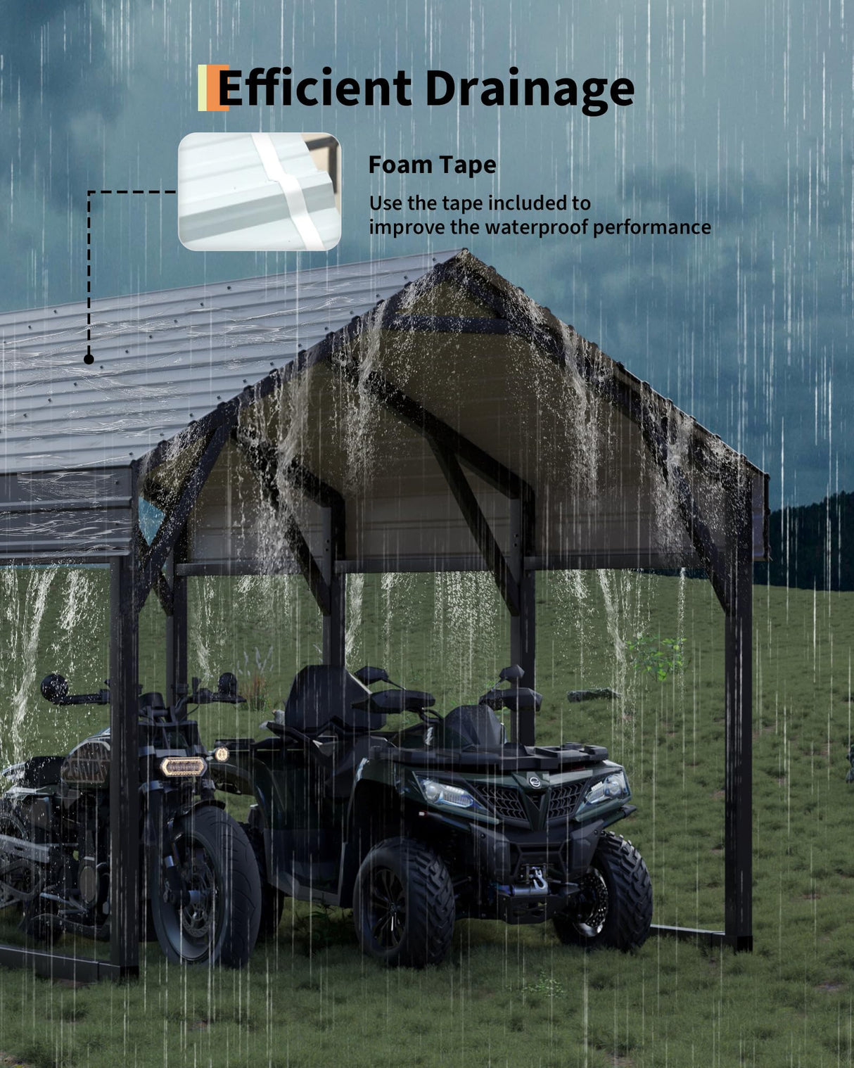 12 x 13 FT Metal Carport, Heavy Duty Carports Reinforced Frame and Steel Roof, All-Weather Shelter Canopy for Pickups, Boats, Cars, and Tractors KYBOLT