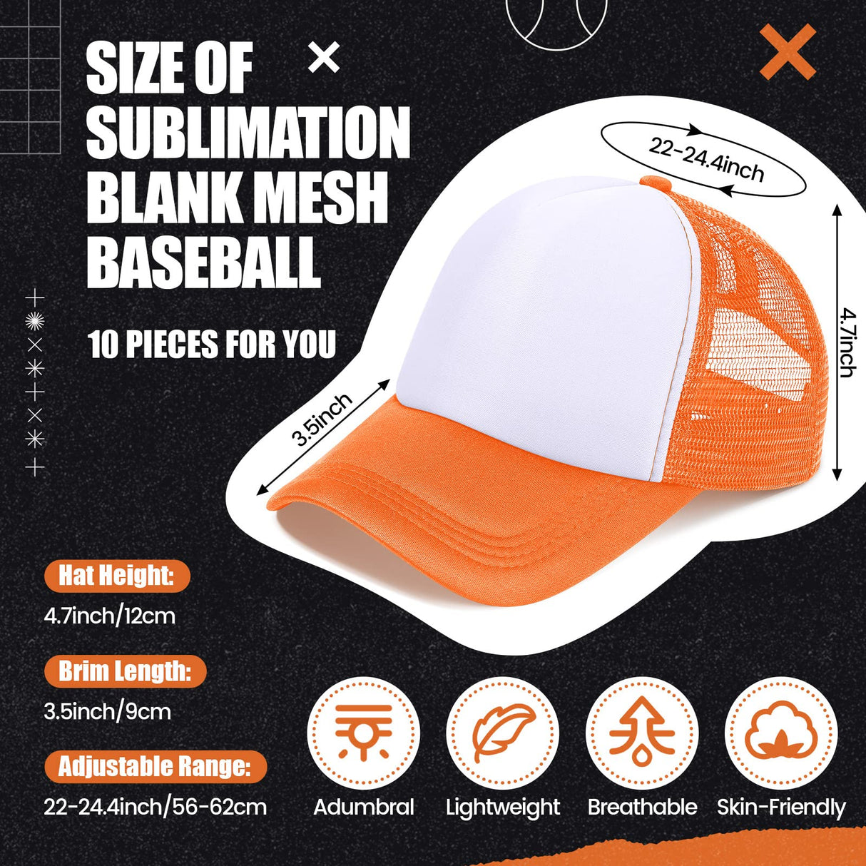 10 Pcs Sublimation Blank Trucker Hats Bulk Mesh Baseball Cap Polyester Mesh Trucker Hat for Men and Women (Multicolor) Tarpop