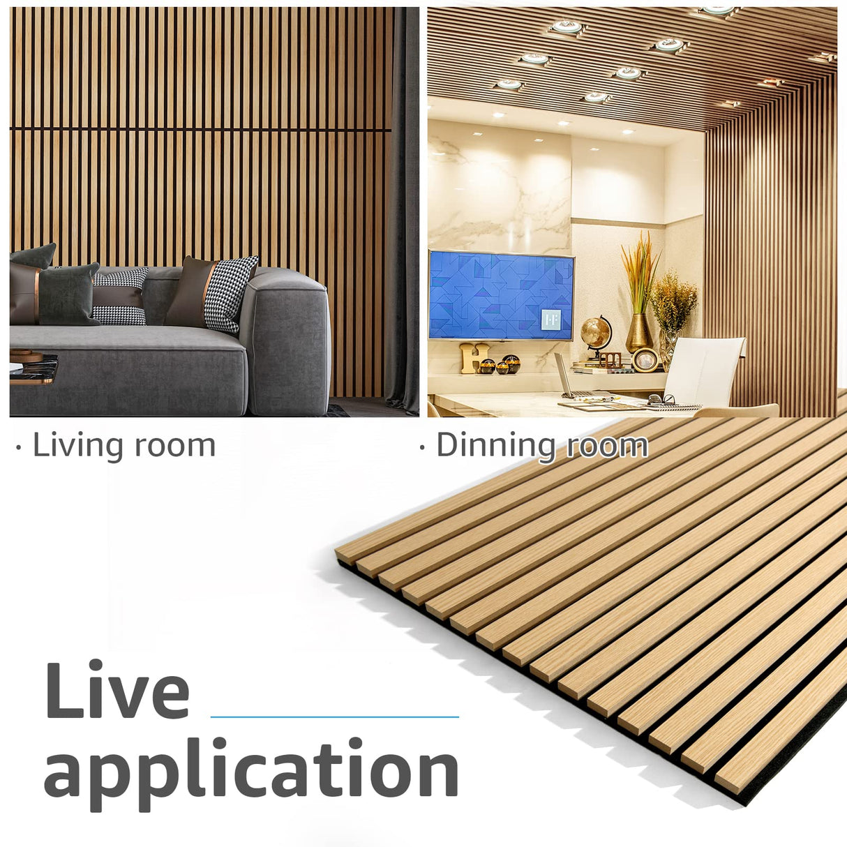 Art3d 2 Wood Slat Acoustic Panels for Wall and Ceiling - 3D Fluted Sound Absorbing Panel with Wood Finish - Oak Art3d