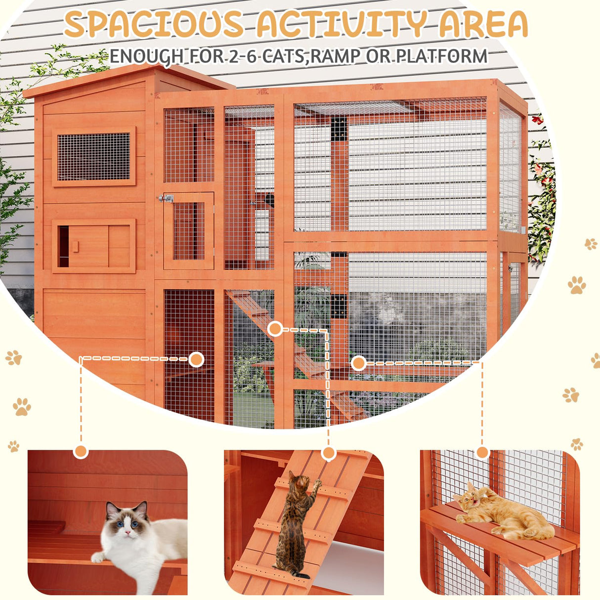Large Catio Outdoor Cat Enclosure with Weatherproof Roof, 4 Tiers Catios for Cats Patio Outdoor Indoor, Spacious Cat Cage with Resting Rooms, Platforms for Multiple Pet, Kittens & Feral JFHID