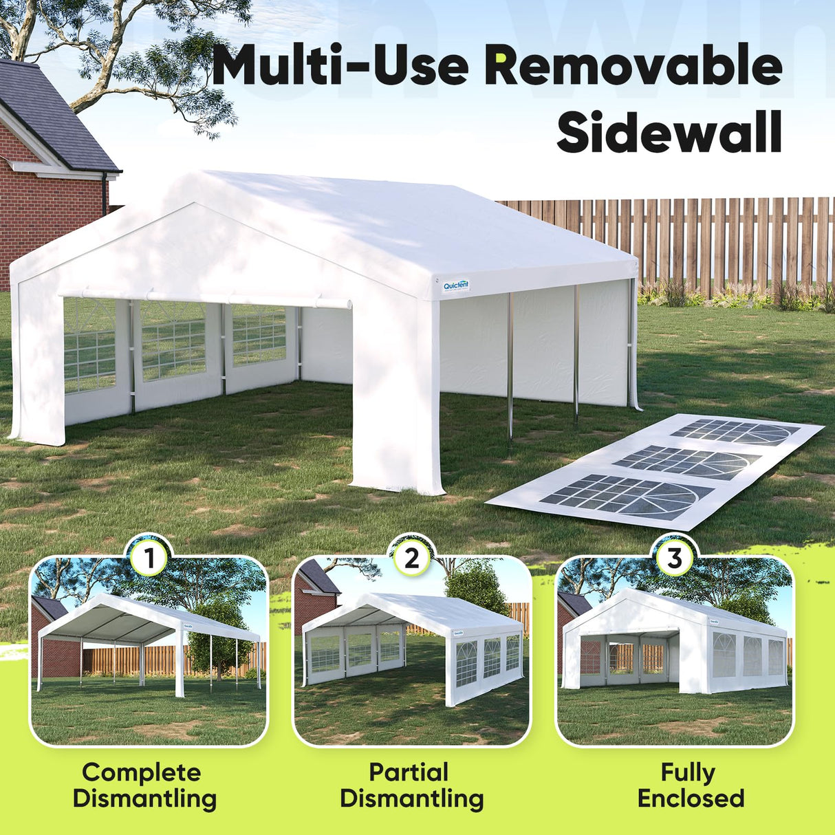 Quictent 20x20ft Party Tent Heavy Duty Outdoor Canopy Tent Carport Wedding Event Shelter BBQ Wedding Tents for Parties with Storage Bags Quictent