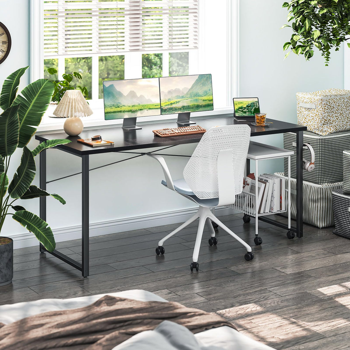 Coleshome 63 Inch Computer Desk, Modern Simple Style Desk for Home Office, Study Student Writing Desk,Black Coleshome