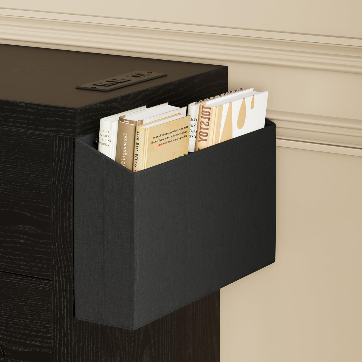 LIKIMIO Dresser for Bedroom 6 Drawer with Charging Station, TV Stand Storage Chest of Drawers for Living Room Hallway Entryway, MDF Board, 59 Inches Black LIKIMIO