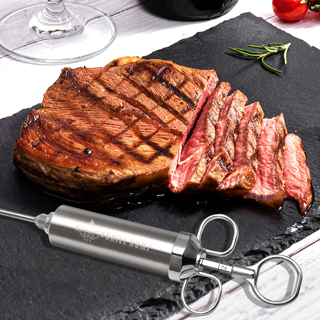 Grill Bump Meat Injector Syringe Kit for Smoker with 3 Flavor Food Injector Syringe Meat Needles, Injection Marinades Brine for Meat, Turkey; 2-oz, Including Paper and E-Book (PDF) User Manual GRILL BUMP