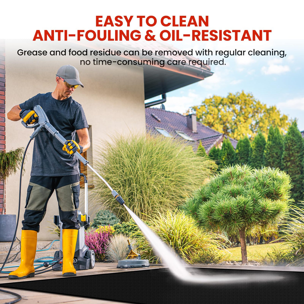 OFASIZEN 89.5 x 49.5 Inch Grill Mats for Outdoor Grill, Double-Sided Fireproof Deck and Patio Protector Mat OFASIZEN