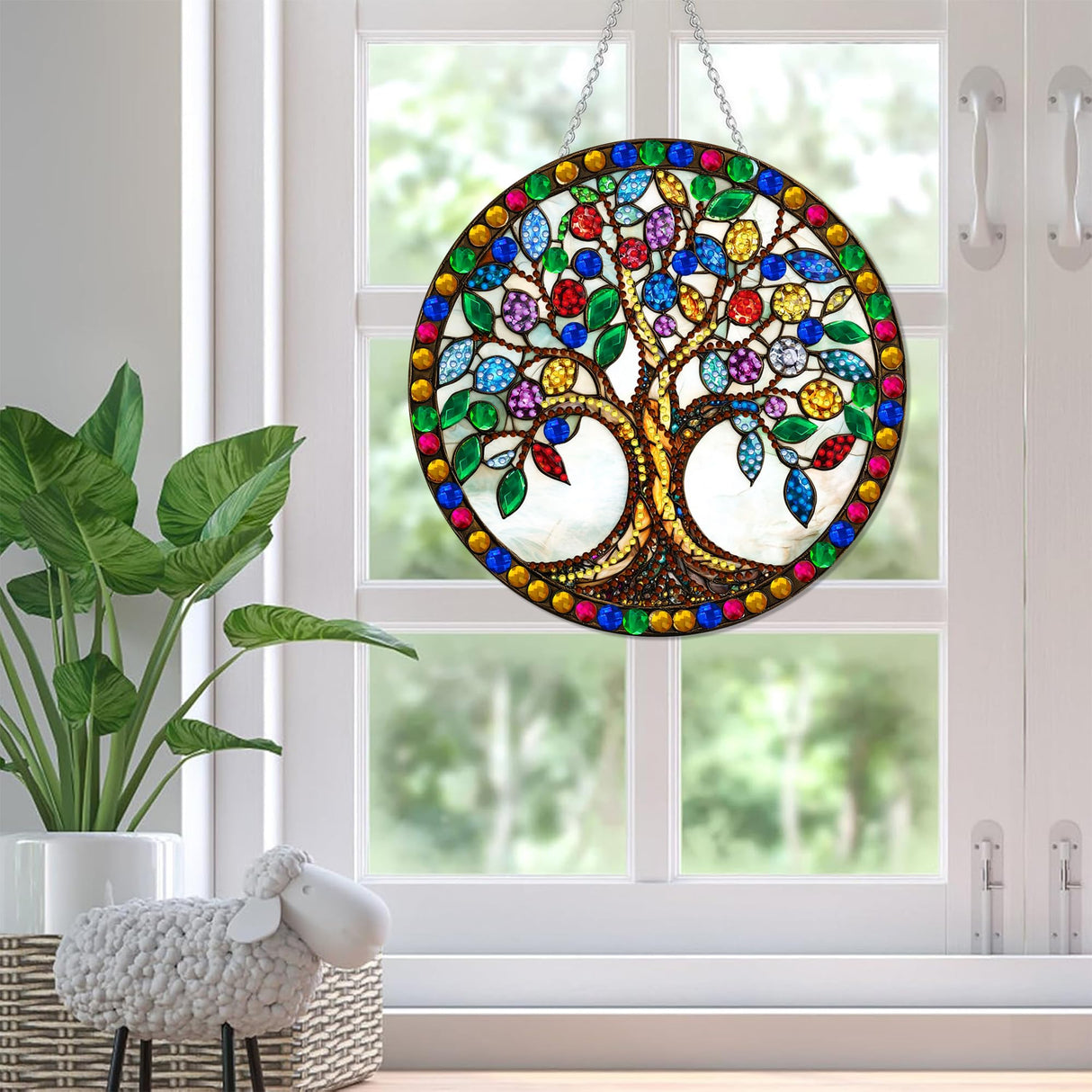 SKRYUIE Hanging Diamond Art Kits for Adults Pendant Tree, Special Shaped Crystal DIY Diamond Painting Kit, Acrylic Board Wreath Pendants Double Sided, Home Decor 7.29 x 7.29 Inch SKRYUIE