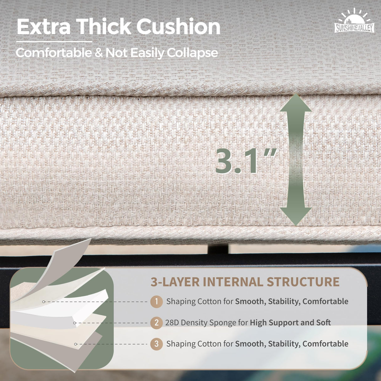 7 Pieces Patio Dining Set, 6 x Woven Rattan Chairs with Waterproof Cushion, 59" Rectangular Metal Dining Table with Umbrella Hole, Outdoor Table and Chairs Set for Backyard Lawn and Deck, Beige SUNSHINE VALLEY