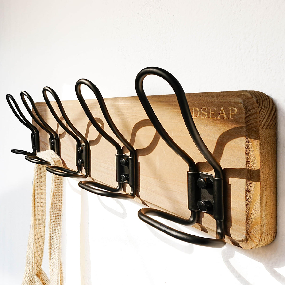Dseap Coat Rack Wall Mounted - Heavy Duty Farmhouse Rustic Wall Coat Hanger With 5 Wire Hooks for Clothes Hat Jacket Towel, RusticWire, G25A, Weathered Brown & Black Dseap