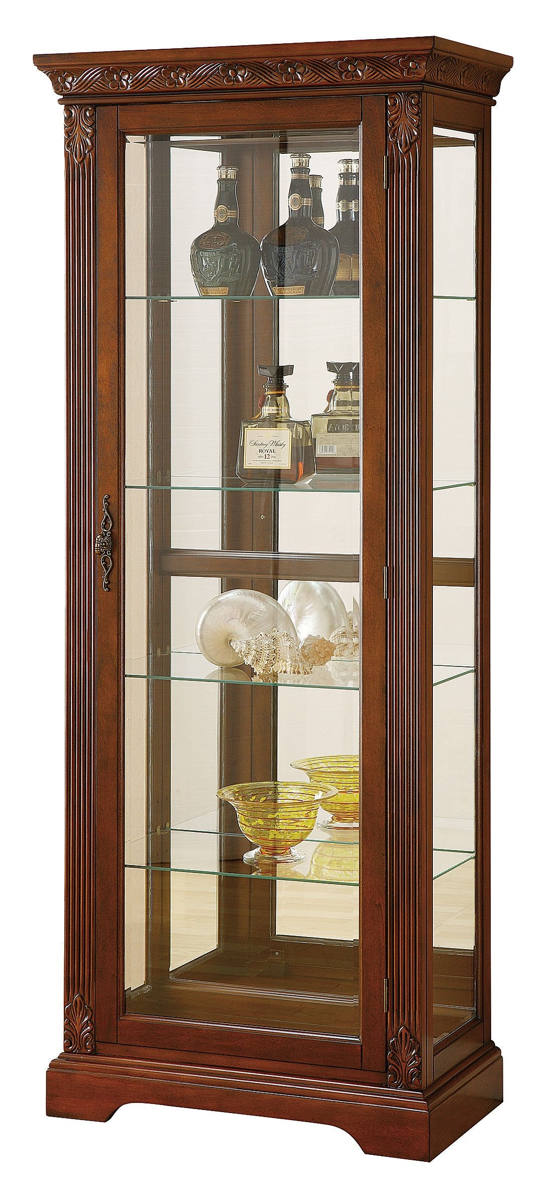 Acme Addy Curio Cabinet in Cherry Acme