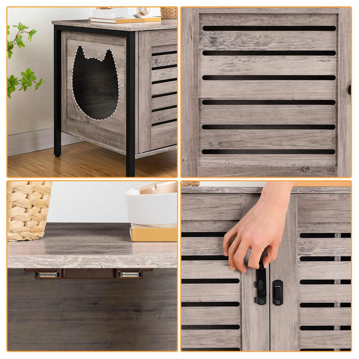 HOOBRO Cat Litter Box Enclosure, Hidden Litter Box Furniture with Shutter Door and Head Mat, Cat Furniture Fit Most Cats, 31.5''L x 17.7''W x 19.9''H, Greige BG06MW01 HOOBRO