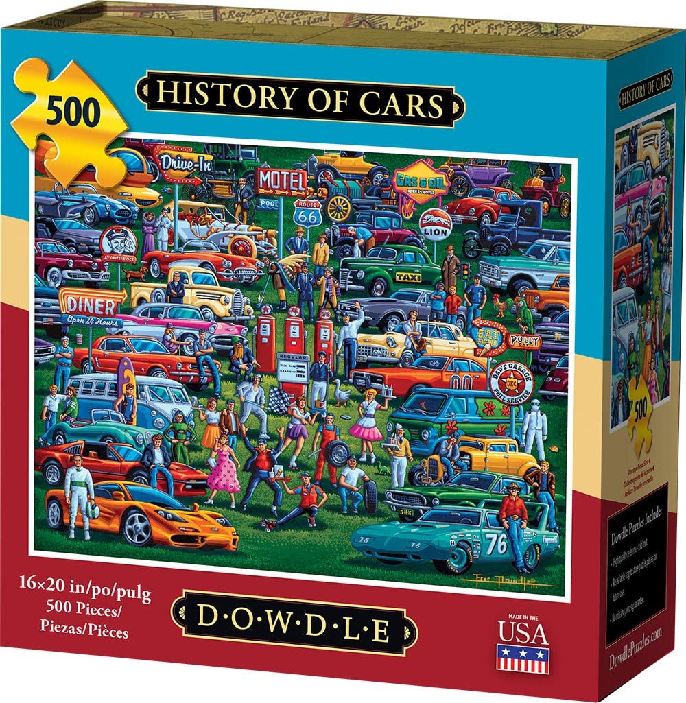 Dowdle Jigsaw Puzzle - History of Cars - 500 Piece D·O·W·D·L·E