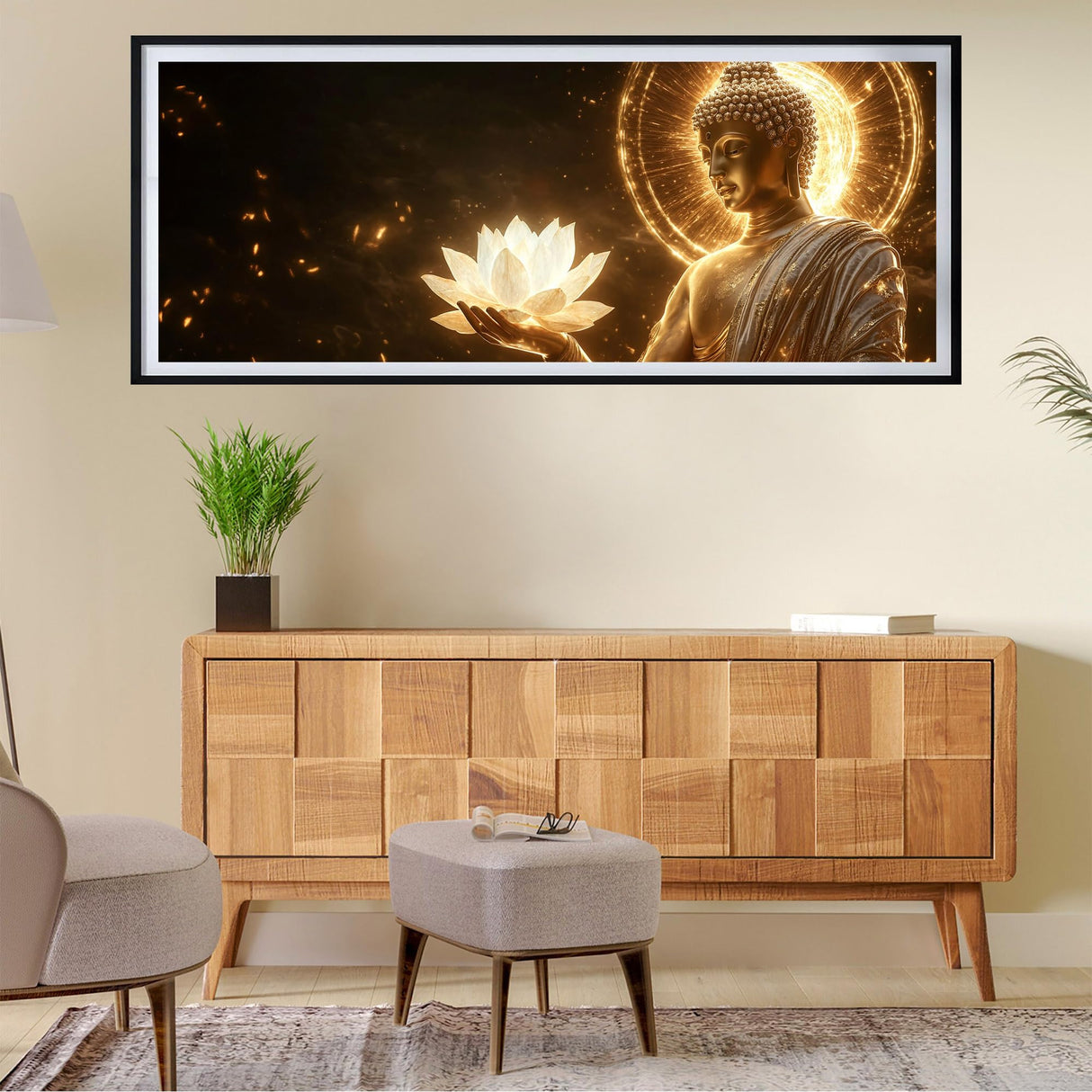 SKRYUIE 5D Large Diamond Painting Kits The Buddha - DIY Diamond Art Kits for Adults Flower, Full Round Drill - Crystal Embroidery Cross Stitch - Craft for Wall & Office Decor - 12x30 inch / 30x80 cm SKRYUIE