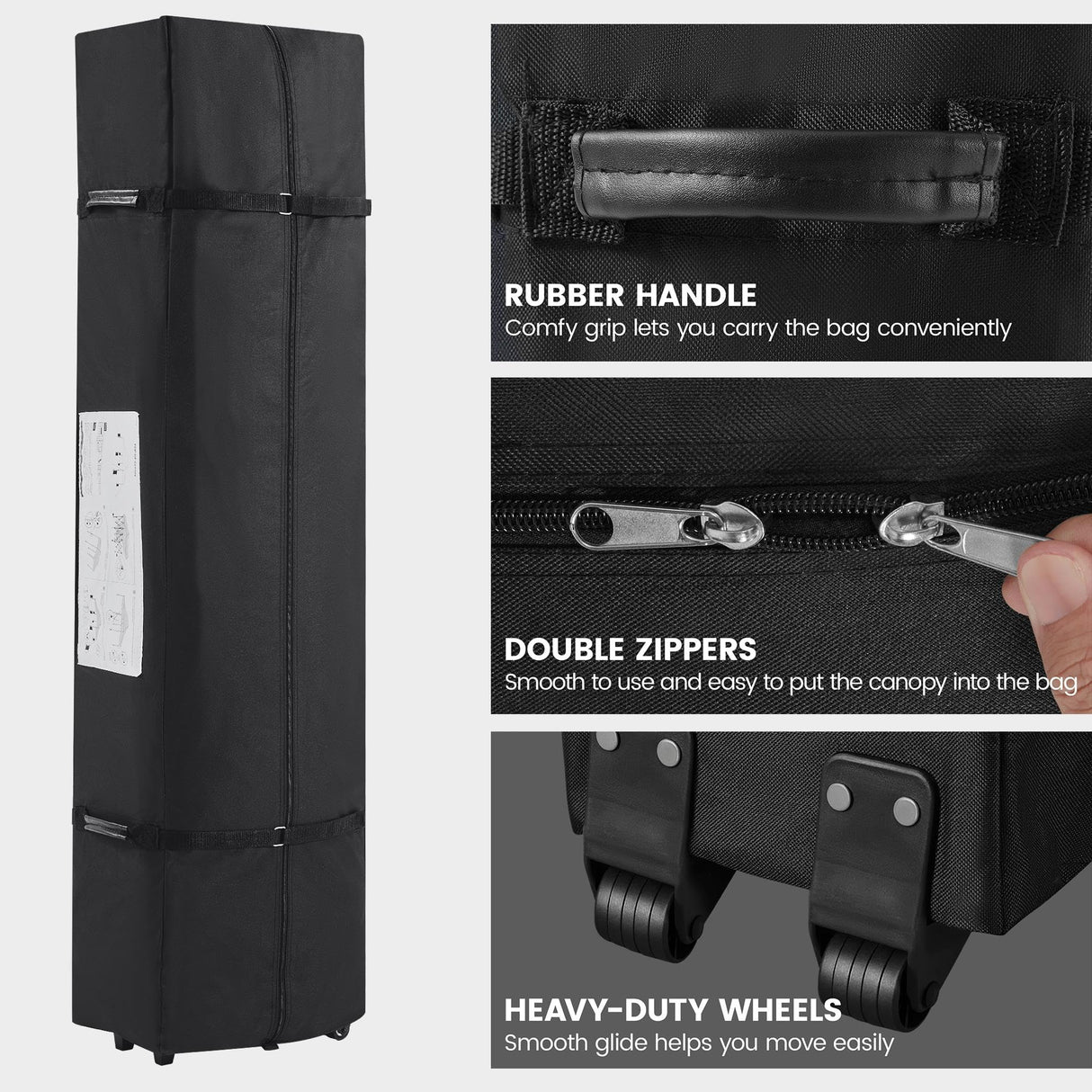 Yaheetech Heavy Duty Pop Up Canopy Tent, 10x20 Commercial Instant Shelter Tent for Wedding, Parties, Adjustable Outdoor Canopy with Wheeled Carry Bag, 6 Sandbags & 10 Stakes, Black Yaheetech