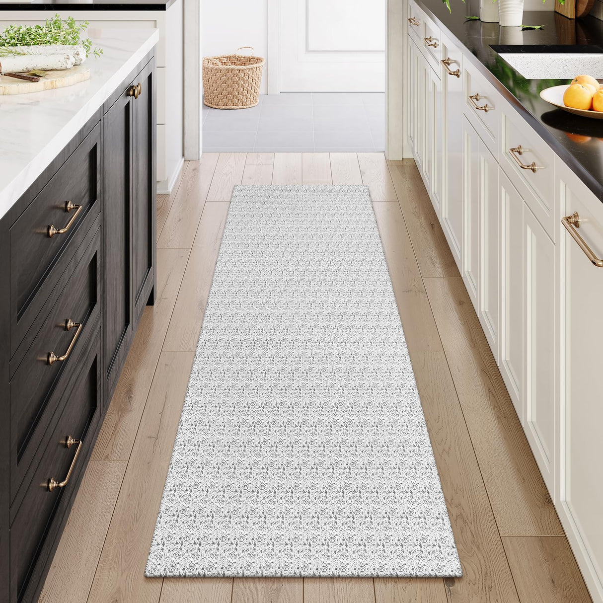Collive Hallway Runner Rug 2x6 Kitchen Runner Rugs Non Slip Rubber Backed Gray Cotton Carpet Washable Farmhouse Rug Runners for Hallways Boho Floor Runners for Bedroom Entryway Laundry Collive