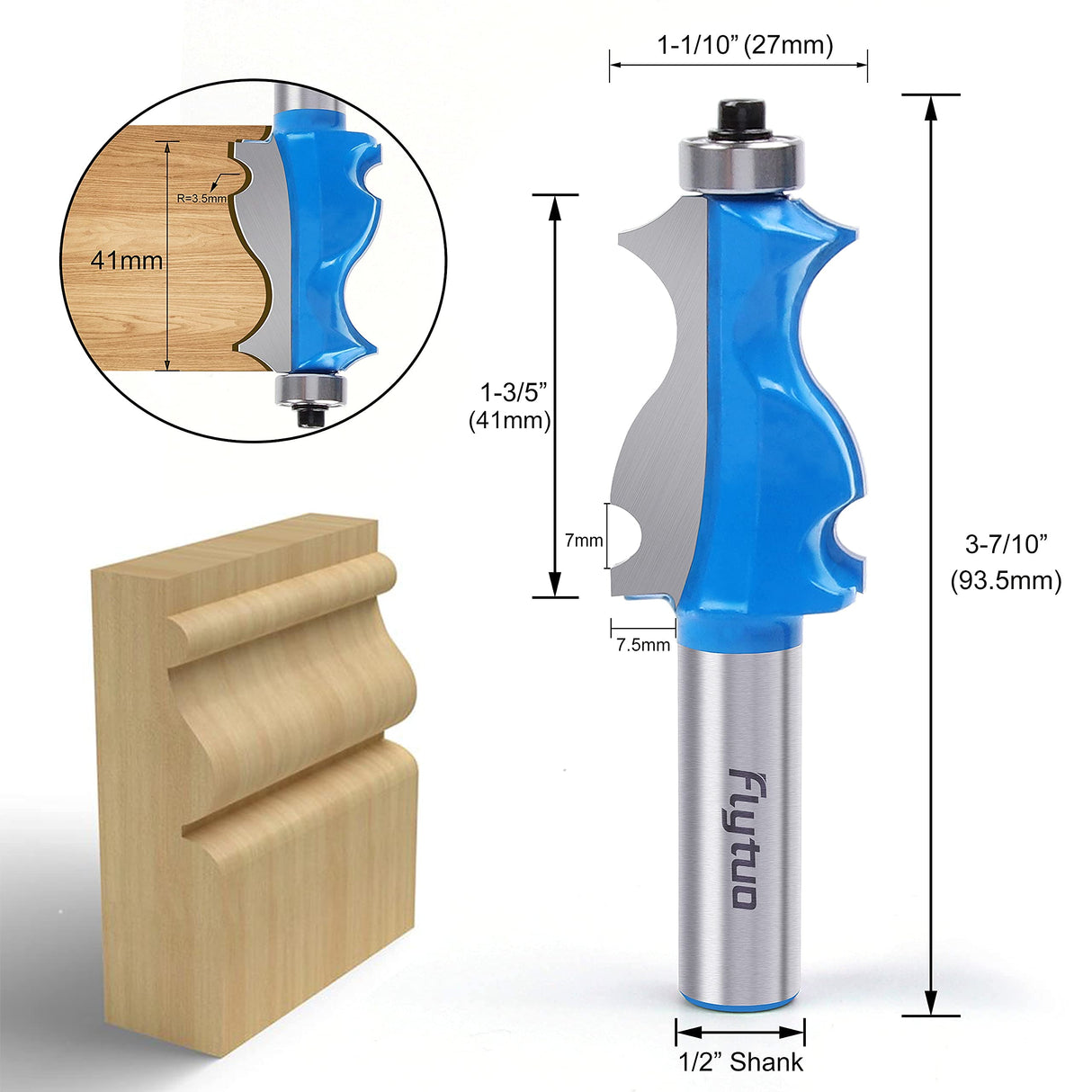 Flytuo 2PCS Architectural Molding Router Bit Set with 1/2" Shank, Enhance Your Woodworking with Corner Rounding & Edge-Forming Flytuo