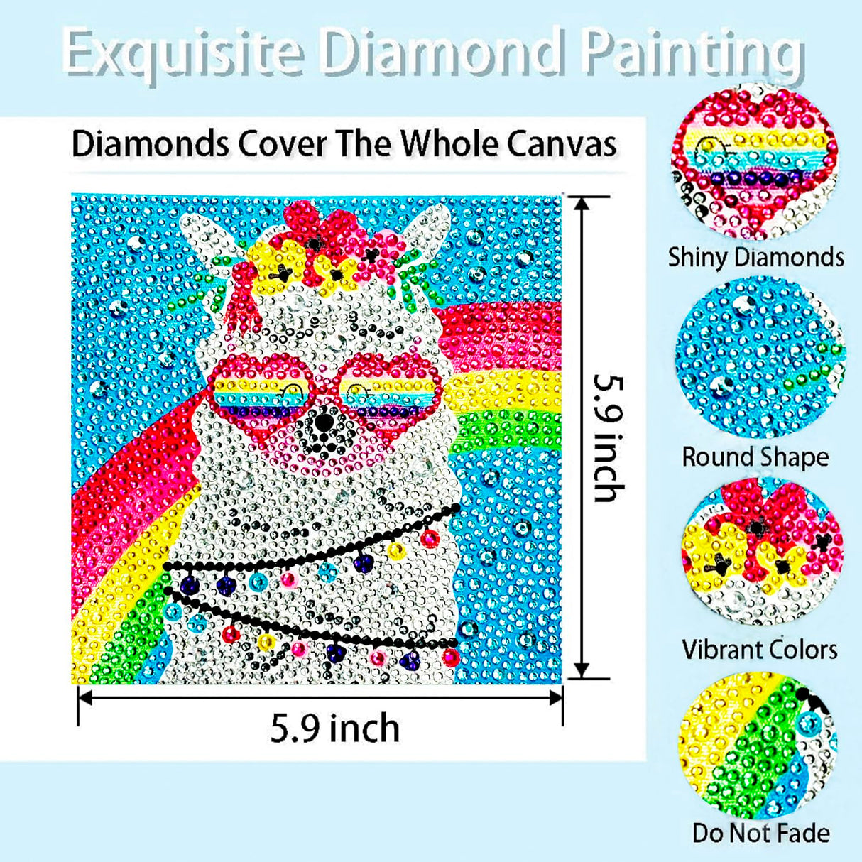 5D Diamond Painting Kits for Kids, Big Gem Diamond Arts Kits for Girls Boys,Alpaca Butterfly Easy Dot Painting Rhinestone Jewel Art,Panda Dog Whale Paint by Stickers for Kids 9-12 ages(6 PACK) DIYDECORFUN
